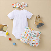 Load image into Gallery viewer, 3 Pieces Eco Baby Rainbow Set Bodysuit Shorts Headband Wholesale 57153725
