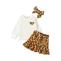Load image into Gallery viewer, 3 Pieces Infant Toddler Girl Set Love Heart Top &amp; Leopard Pants &amp; Headband Wholesale 89494990
