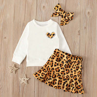 Load image into Gallery viewer, 3 Pieces Infant Toddler Girl Set Love Heart Top &amp; Leopard Pants &amp; Headband Wholesale 89494990
