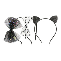 Load image into Gallery viewer, 3 Pieces Kid Girl Halloween Sequins &amp; Mesh Bow Decor Headband Wholesale 07855872
