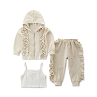 Load image into Gallery viewer, 3 Pieces Set Baby Kid Girls Solid Color Jackets Outwears Vests Waistcoats And Pants Wholesale 35256789
