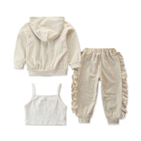 Load image into Gallery viewer, 3 Pieces Set Baby Kid Girls Solid Color Jackets Outwears Vests Waistcoats And Pants Wholesale 35256789
