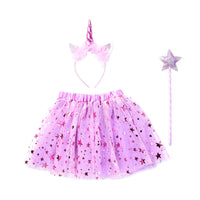 Load image into Gallery viewer, 3 Pieces Kid Girl Perform Sequins Star Skirt &amp; Unicorn Headband &amp; Magic Wand Wholesale 99865771
