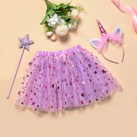 Load image into Gallery viewer, 3 Pieces Kid Girl Perform Sequins Star Skirt &amp; Unicorn Headband &amp; Magic Wand Wholesale 99865771
