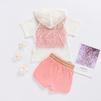 Load image into Gallery viewer, 3 Pieces Set Baby Kid Girls Tops Solid Color Hoodies And Shorts Wholesale 07567458
