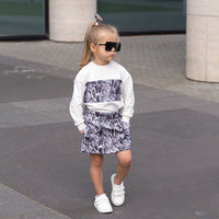 Load image into Gallery viewer, 3 Pieces Toddler Kid Girl Snake Skin Colorblock Set Top &amp; Skirt &amp; Headband Wholesale 59212456
