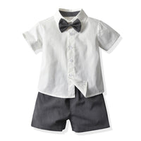 Load image into Gallery viewer, 2 Pieces Set Baby Kid Boys Birthday Party Bow Shirts And Solid Color Rompers Wholesale 230326451
