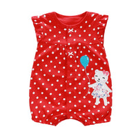 Load image into Gallery viewer, Baby Girls Polka dots Animals Cartoon Bow Embroidered Print Rompers Wholesale 22051602
