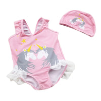 Load image into Gallery viewer, Baby Kid Girls Star Unicorn Print Beach Rompers Swimwears Wholesale 22041228
