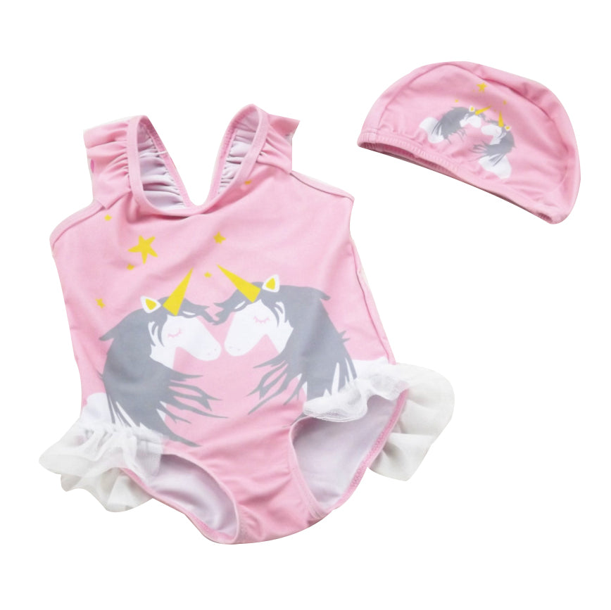 Baby Kid Girls Star Unicorn Print Beach Rompers Swimwears Wholesale 22041228