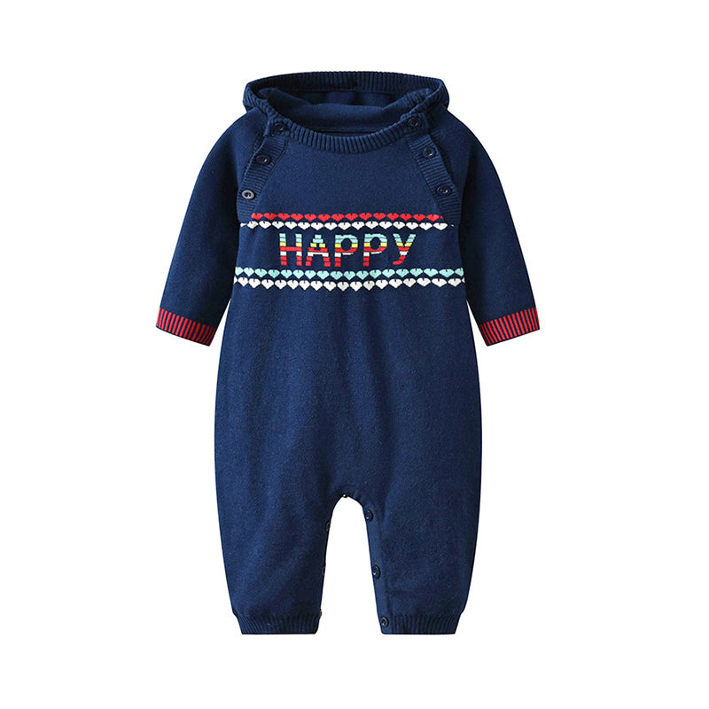 Baby Boys Striped Letters Love heart Crochet Print Valentine's Day Jumpsuits Wholesale 44769590