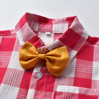 Load image into Gallery viewer, 2 Pieces Set Baby Kid Boys Dressy Checked Shirts And Solid Color Shorts Wholesale 449512017
