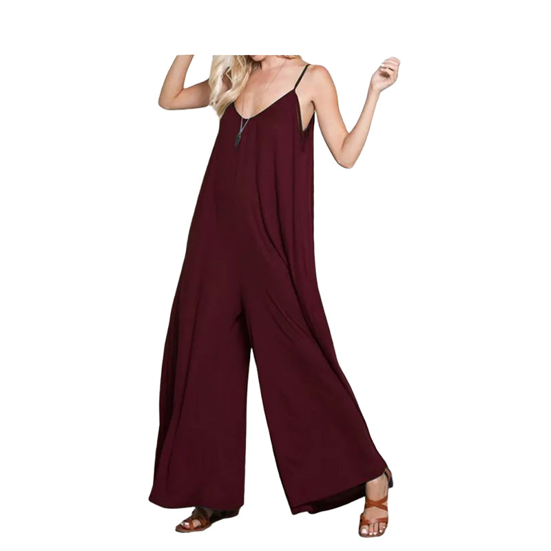 Women Solid Color Suspender Jumpsuits Wholesale 44959474