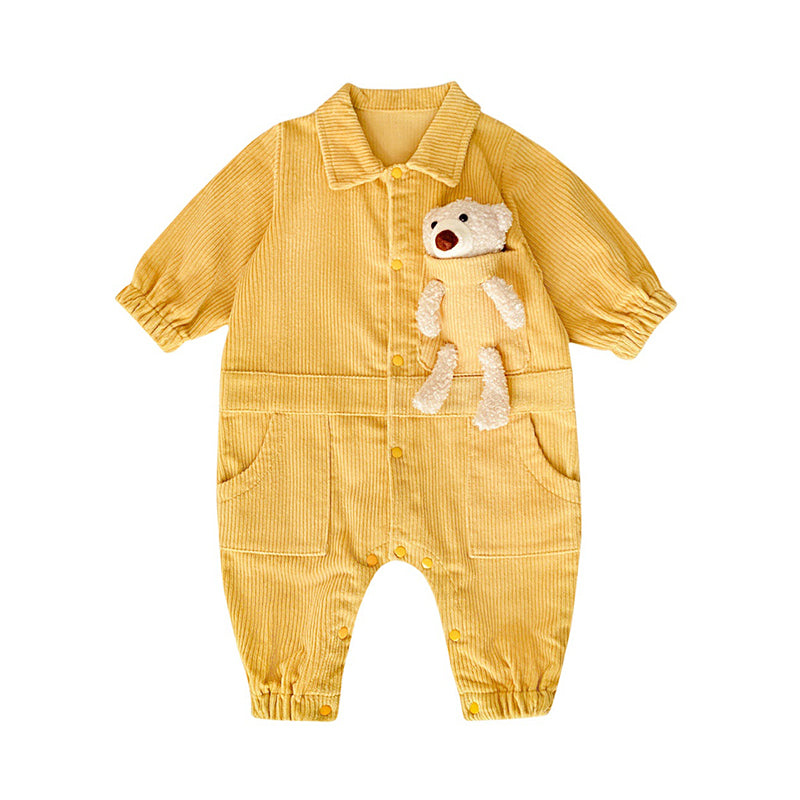 Baby Kid Unisex Solid Color Animals Muslin&Ribbed Jumpsuits Wholesale 466410457