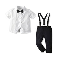 Load image into Gallery viewer, 2 Pieces Set Baby Kid Boys Birthday Bow Shirts Solid Color Jumpsuits Wholesale 47799706
