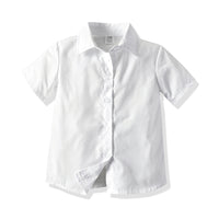 Load image into Gallery viewer, 2 Pieces Set Baby Kid Boys Birthday Bow Shirts Solid Color Jumpsuits Wholesale 47799706
