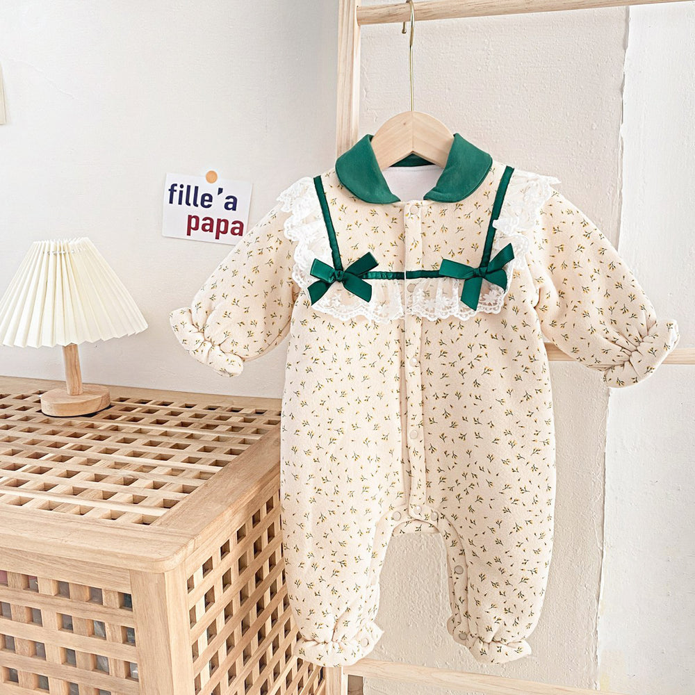 Baby Kid Girls Bow Print Jumpsuits Wholesale 489210462
