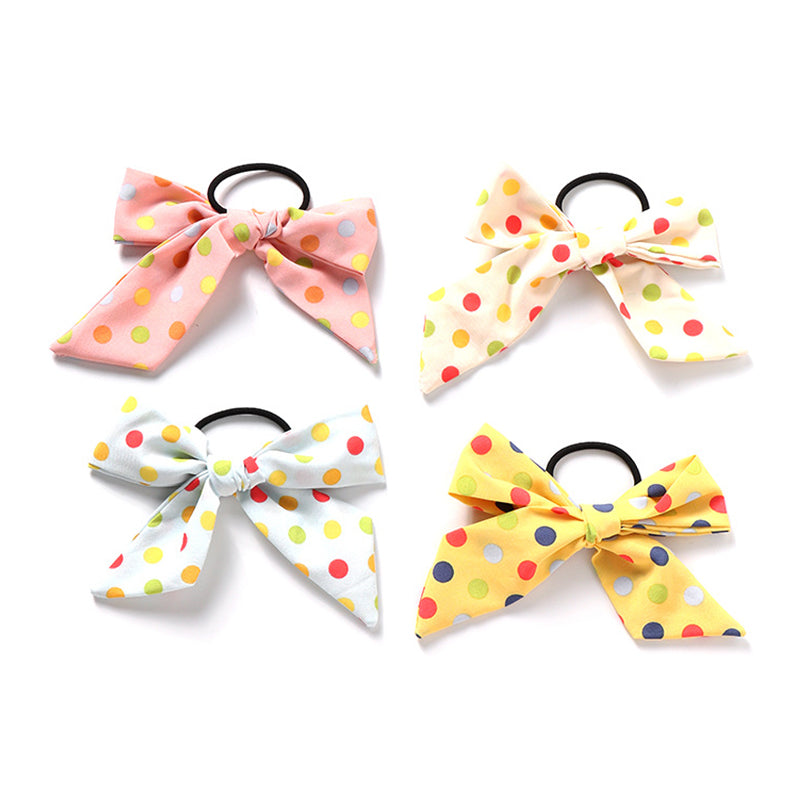 4 Pack Kid Gir Colorful Polka Dots Bow Hair Tie Wholesale 29004936