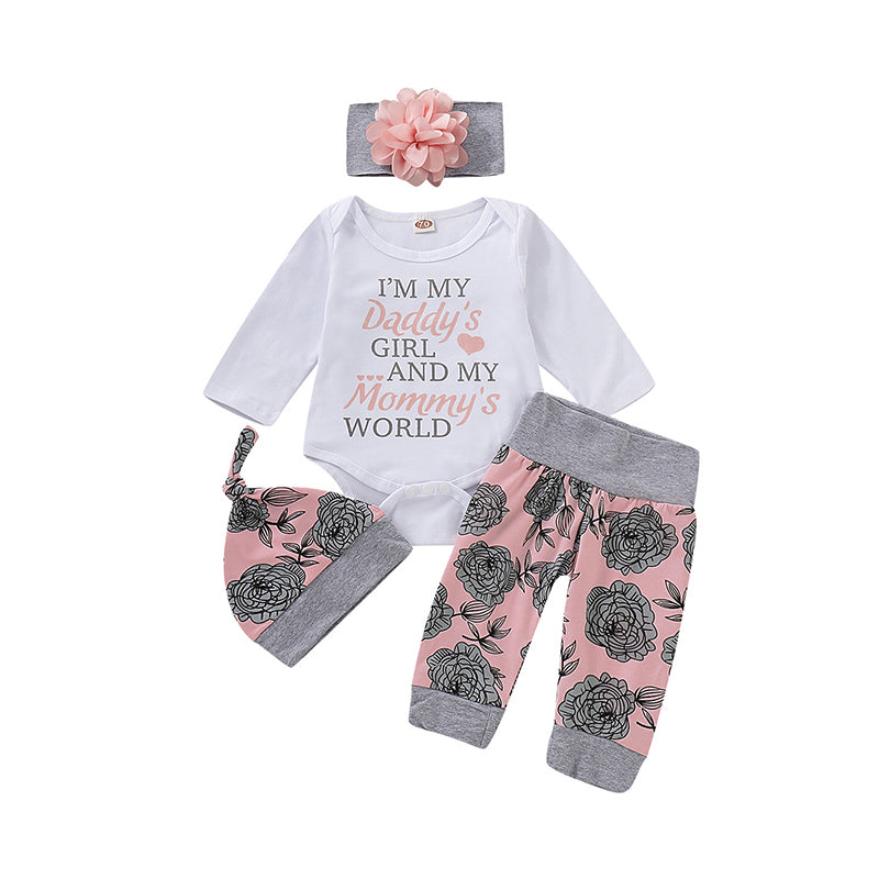 4 Pieces Baby Girl I'm My Daddy's Girl And My Mommy's World Flower Set Wholesale 03014454