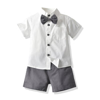 Load image into Gallery viewer, 2 Pieces Set Baby Kid Boys Birthday Party Bow Shirts And Solid Color Rompers Wholesale 230326451
