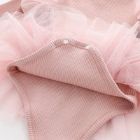 Load image into Gallery viewer, Baby Girls Solid Color Bow Lace Muslin&amp;Ribbed Dresses Wholesale 513310760
