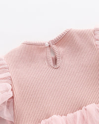 Load image into Gallery viewer, Baby Girls Solid Color Bow Lace Muslin&amp;Ribbed Dresses Wholesale 513310760
