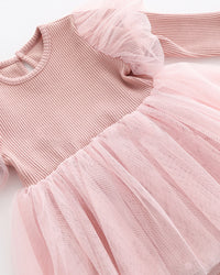 Load image into Gallery viewer, Baby Girls Solid Color Bow Lace Muslin&amp;Ribbed Dresses Wholesale 513310760
