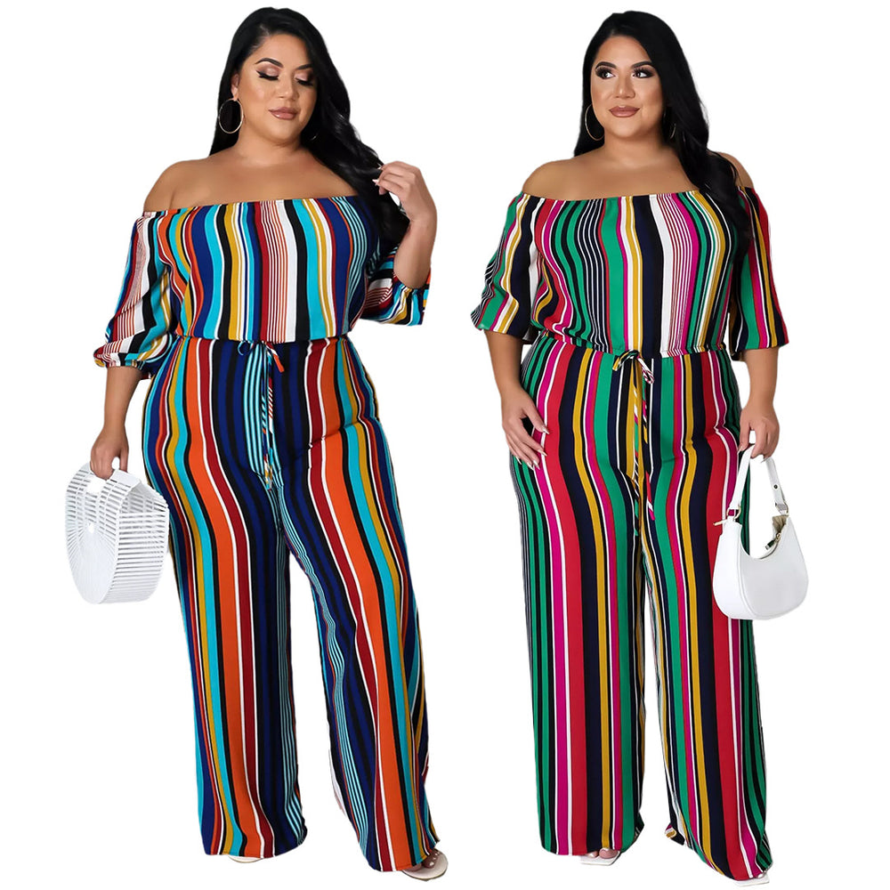 Women Striped Print Party Jumpsuits Wholesale 52009426