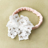 Load image into Gallery viewer, Baby Girls Flower Bow Lace Muslin&amp;Ribbed Rompers Wholesale 523410757
