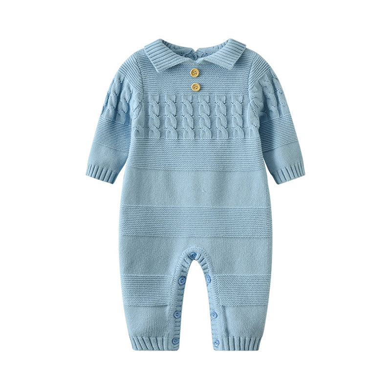Baby Girls Solid Color Crochet Jumpsuits Wholesale 52499675