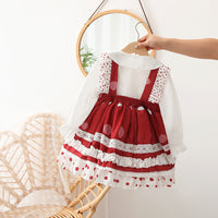 Load image into Gallery viewer, 2 Pieces Set Baby Kid Girls Party Solid Color Tops And Polka dots Bow Dresses Wholesale 527111109
