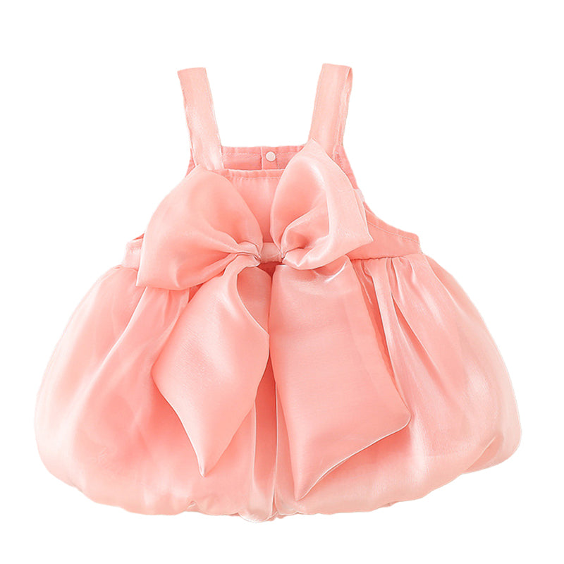 Baby Girls Solid Color Bow Dresses Wholesale 534612004