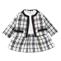 Load image into Gallery viewer, 2 Pieces Set Baby Kid Girls Dressy Checked Solid Color Dresses Wholesale 564010792
