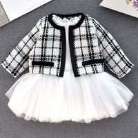 Load image into Gallery viewer, 2 Pieces Set Baby Kid Girls Dressy Checked Solid Color Dresses Wholesale 564010792
