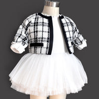 Load image into Gallery viewer, 2 Pieces Set Baby Kid Girls Dressy Checked Solid Color Dresses Wholesale 564010792
