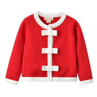 Load image into Gallery viewer, 3 Pieces Set Baby Kid Girls Valentine&#39;s Day Birthday Color-blocking Cardigan Love heart Lace Embroidered Princess Dresses And Bow Headwear Wholesale 56569552
