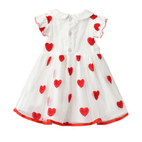 Load image into Gallery viewer, 3 Pieces Set Baby Kid Girls Valentine&#39;s Day Birthday Color-blocking Cardigan Love heart Lace Embroidered Princess Dresses And Bow Headwear Wholesale 56569552
