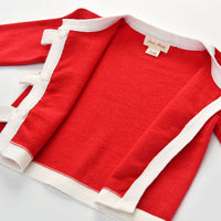 Load image into Gallery viewer, 3 Pieces Set Baby Kid Girls Valentine&#39;s Day Birthday Color-blocking Cardigan Love heart Lace Embroidered Princess Dresses And Bow Headwear Wholesale 56569552
