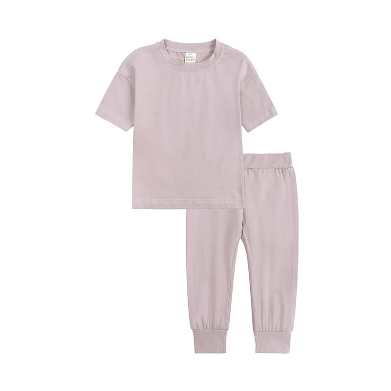 2 Pieces Set Baby Kid Unisex Solid Color T-Shirts And Pants Wholesale 568011895