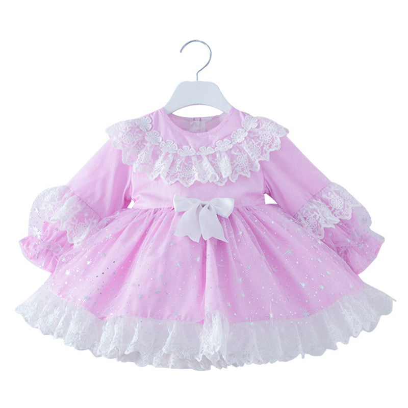 Baby Kid Girls Bow Lace Birthday Party Dresses Princess Dresses Wholesale 585110273