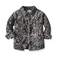 Load image into Gallery viewer, 2 Pieces Set Kid Girls Leopard Print Blouses And Solid Color Jeans Wholesale 58769688
