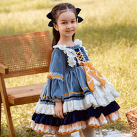 Load image into Gallery viewer, Baby Kid Girls Star Bow Lace Embroidered Dressy Birthday Party Dresses Princess Dresses Wholesale 592210248
