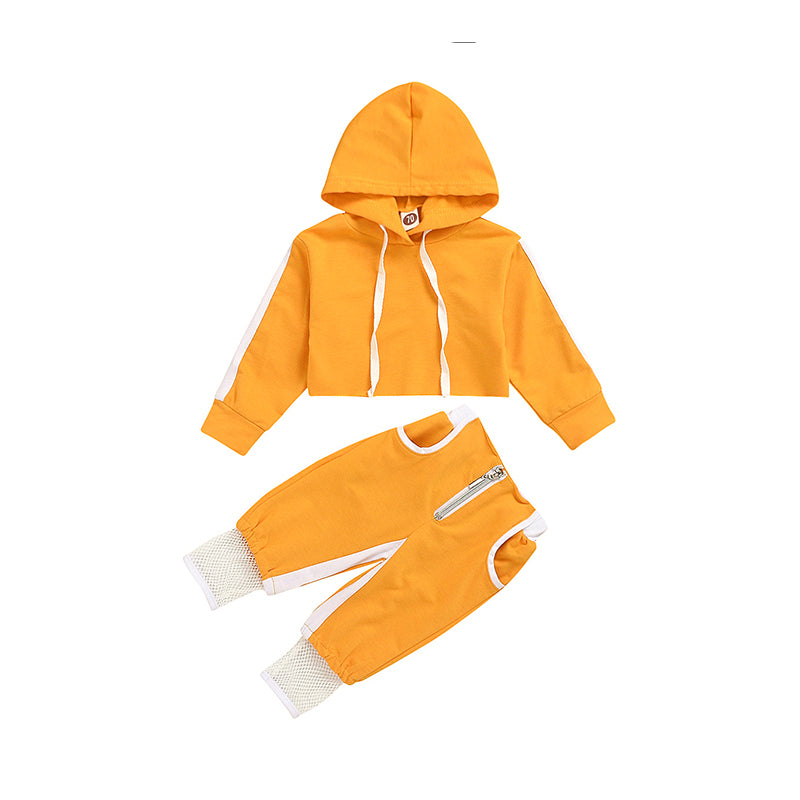 2 Pieces Set Baby Girls Color-blocking Hoodies Swearshirts And Pants Wholesale 61287501