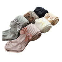 Load image into Gallery viewer, Baby Kid Girls Solid Color Bow Muslin&amp;Ribbed Leggings Wholesale 54277580

