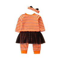 Load image into Gallery viewer, Baby Girls Striped Cartoon Bow Halloween Jumpsuits Headwear Wholesale 649110539
