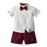 Load image into Gallery viewer, 2 Pieces Set Baby Kid Boys Birthday Party Bow Shirts And Solid Color Rompers Wholesale 230326451
