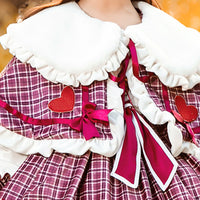 Load image into Gallery viewer, 2 Pieces Set Baby Kid Girls Dressy Birthday Party Checked Embroidered Dresses Princess Dresses Love heart And Bow Jackets Outwears Wholesale 253610228
