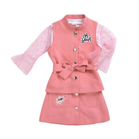 Load image into Gallery viewer, 3 Pieces Set Baby Kid Girls Color-blocking Tops Letters Embroidered Vests Waistcoats And Skirts Wholesale 81217500
