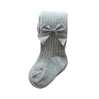 Load image into Gallery viewer, Baby Kid Girls Solid Color Bow Muslin&amp;Ribbed Leggings Wholesale 54277580
