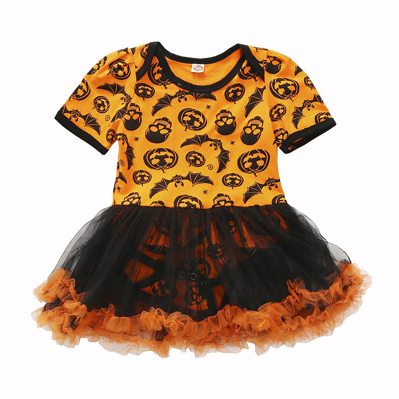Baby Girls Expression Print Halloween Dresses Wholesale 73717549